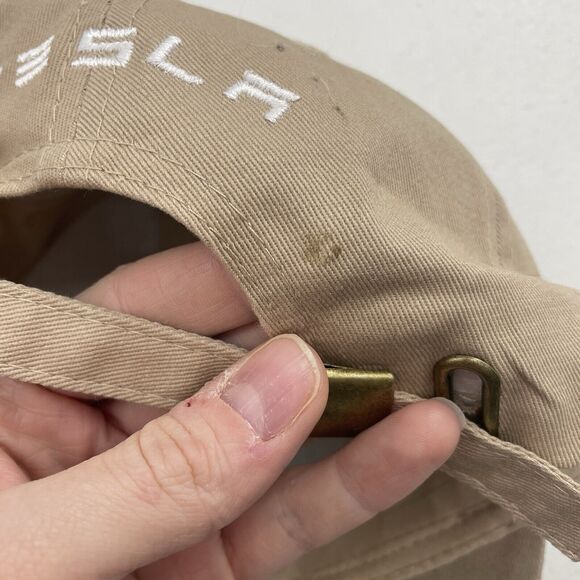 Tesla Strap Back Hat Cap Beige Adult Adjustable 6 Panel - Picture 10 of 12